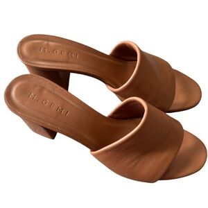 M.Gemi The Nadia Mule Block Heel Sandals Size 39 Italian Nappa Nubuck Leather